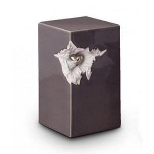Ceramic Urn (Grey with Silver Recessed Heart Motif)